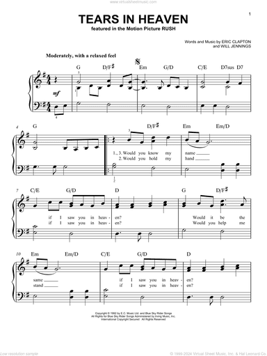 Tears In Heaven, (easy)