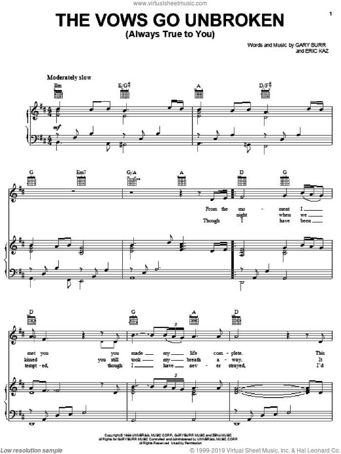 The Vows Go Unbroken (Always True To You)