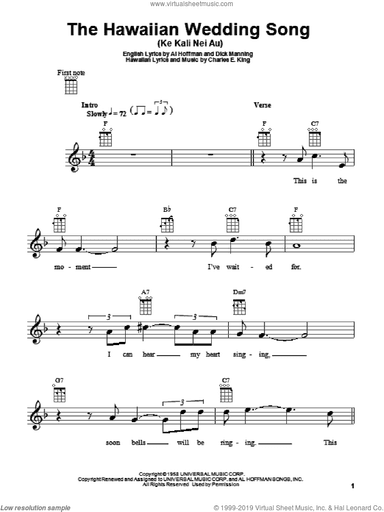 The Hawaiian Wedding Song (Ke Kali Nei Au)