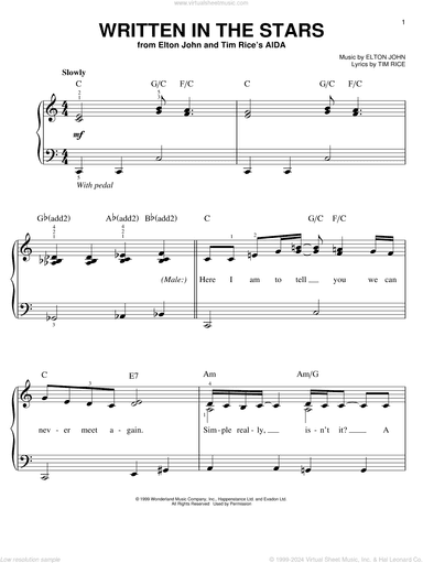 Written In The Stars (from Aida), (easy)
