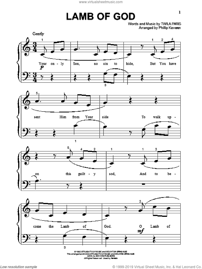 Lamb Of God (arr. Phillip Keveren), (beginner)