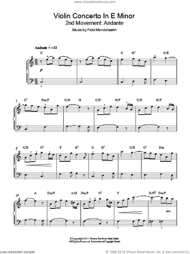 Violin Concerto In E Minor, 2nd Movement: Andante