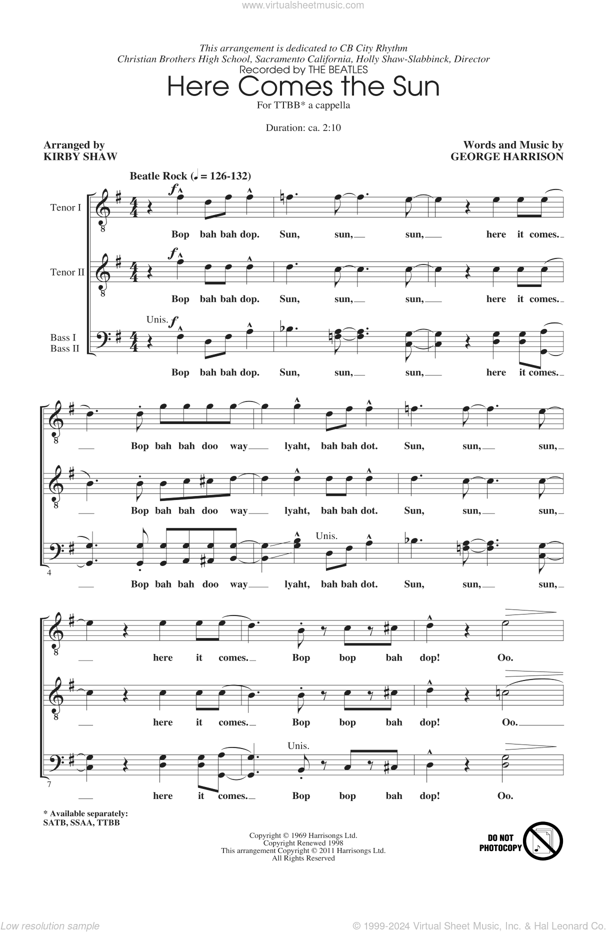 Here Comes The Sun (arr. Kirby Shaw)