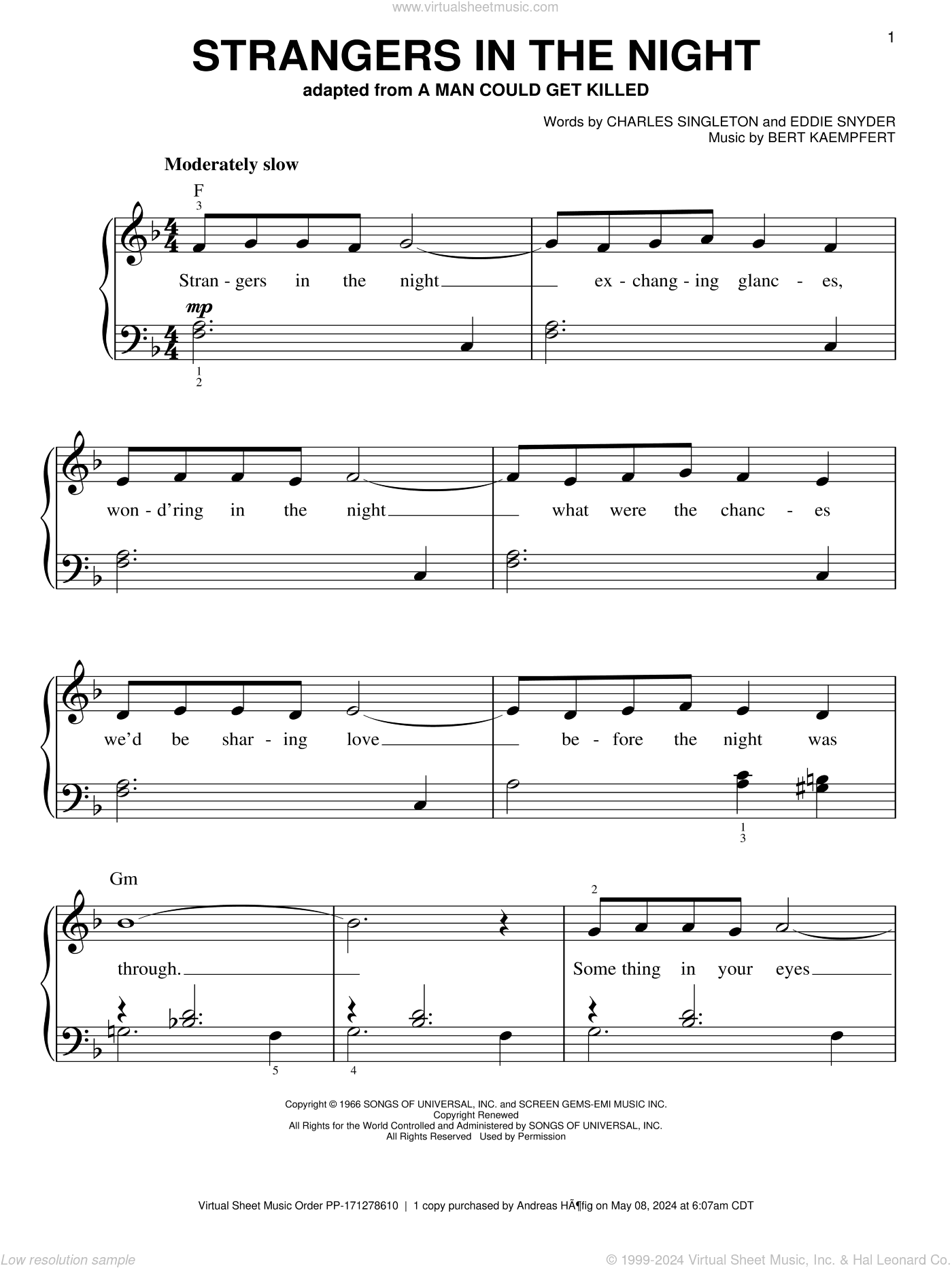 Strangers In The Night, (easy)