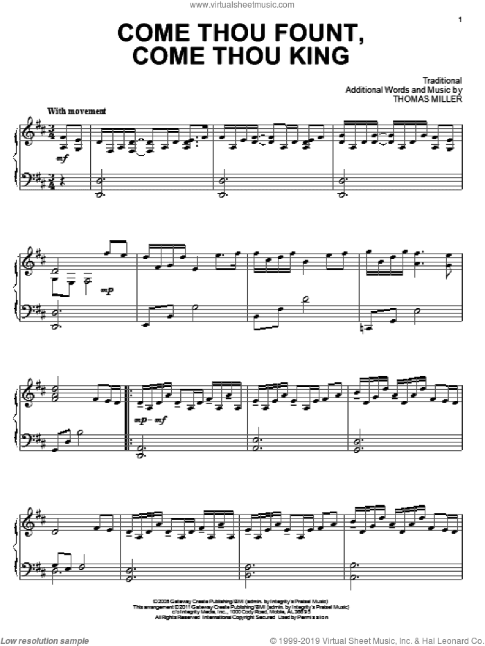 Come Thou Fount, Come Thou King, (intermediate)