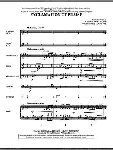 Exclamation Of Praise (complete set of parts)