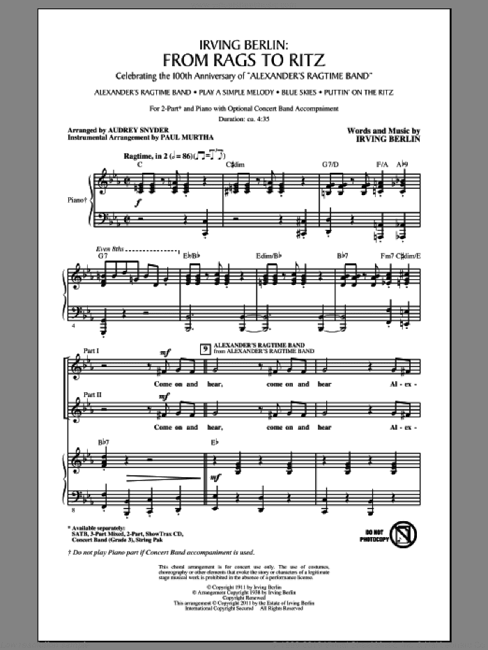 Irving Berlin: From Rags To Ritz (Medley)