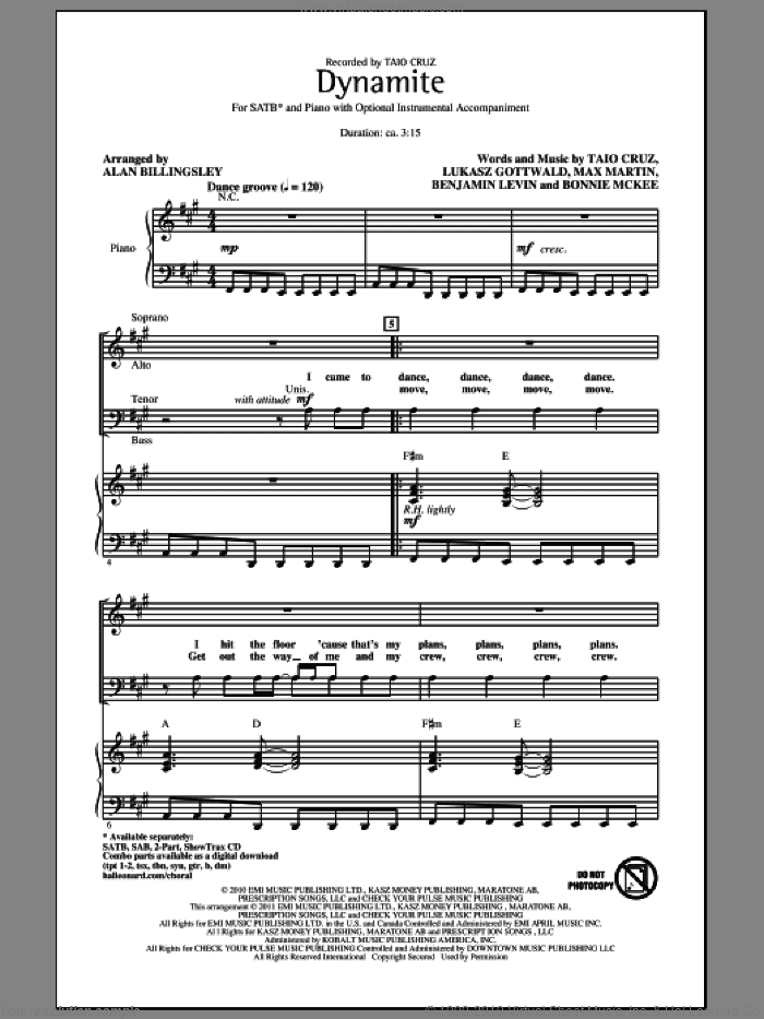 Dynamite (arr. Alan Billingsley)