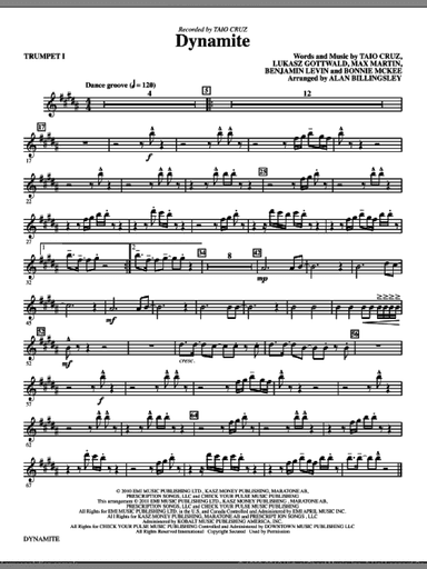 Dynamite (arr. Alan Billingsley) (complete set of parts)