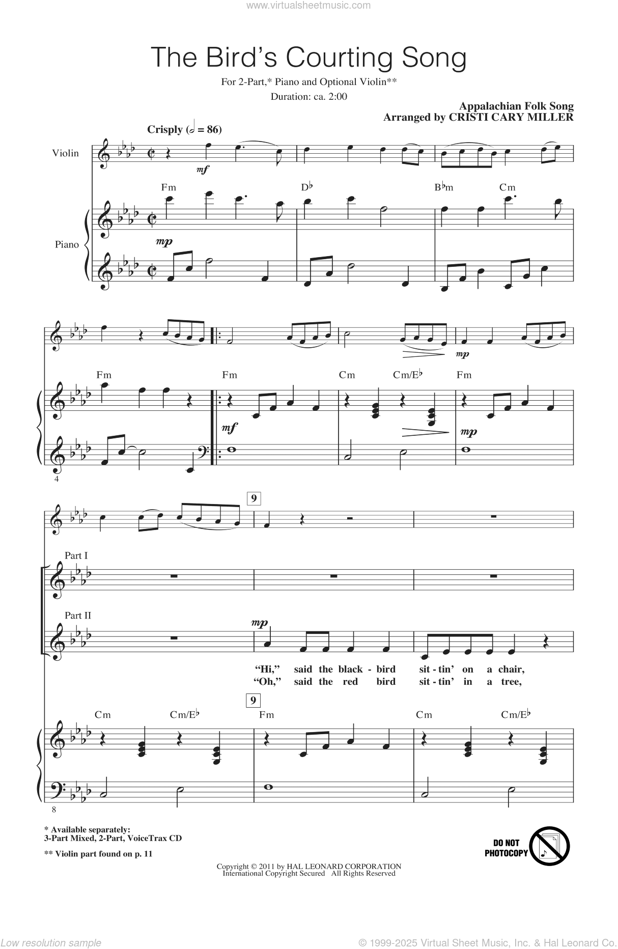 The Bird's Courting Song (arr. Cristi Cary Miller)