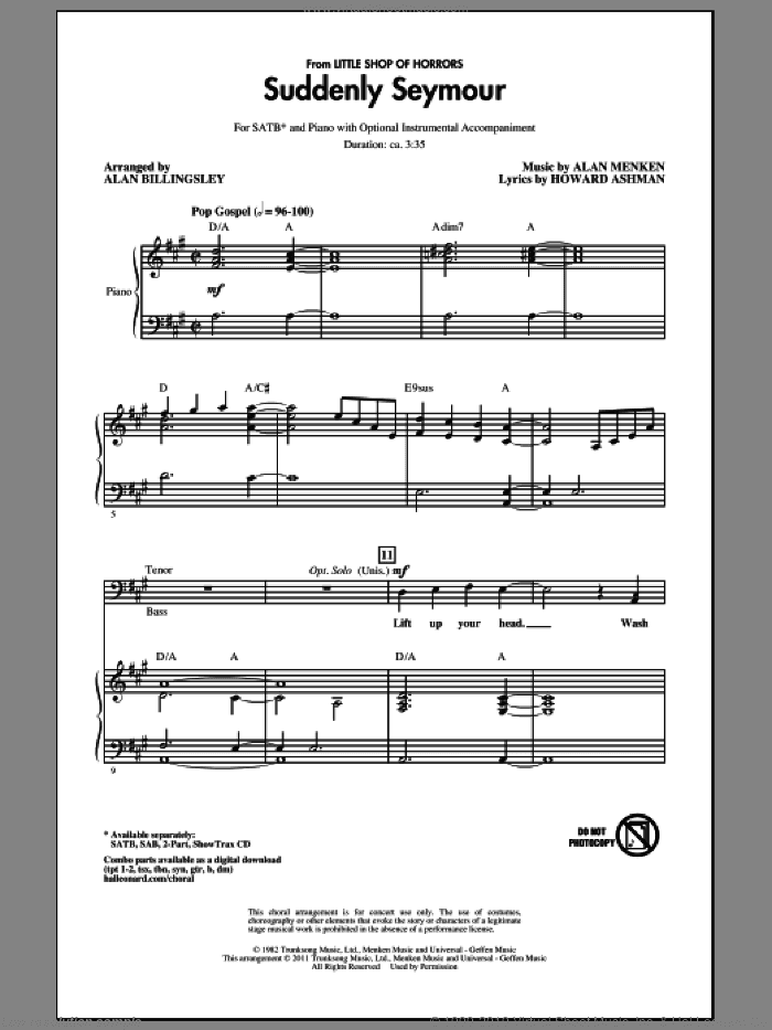 Suddenly Seymour (from Little Shop of Horrors) (arr. Alan Billingsley)