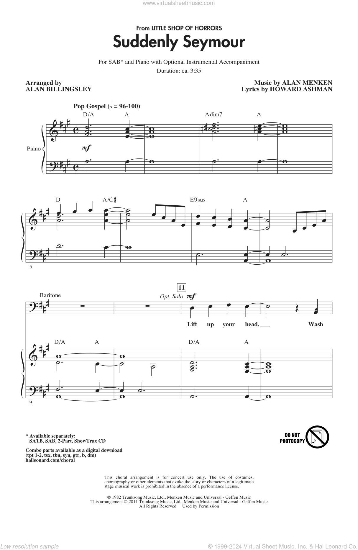 Suddenly Seymour (from Little Shop of Horrors) (arr. Alan Billingsley)