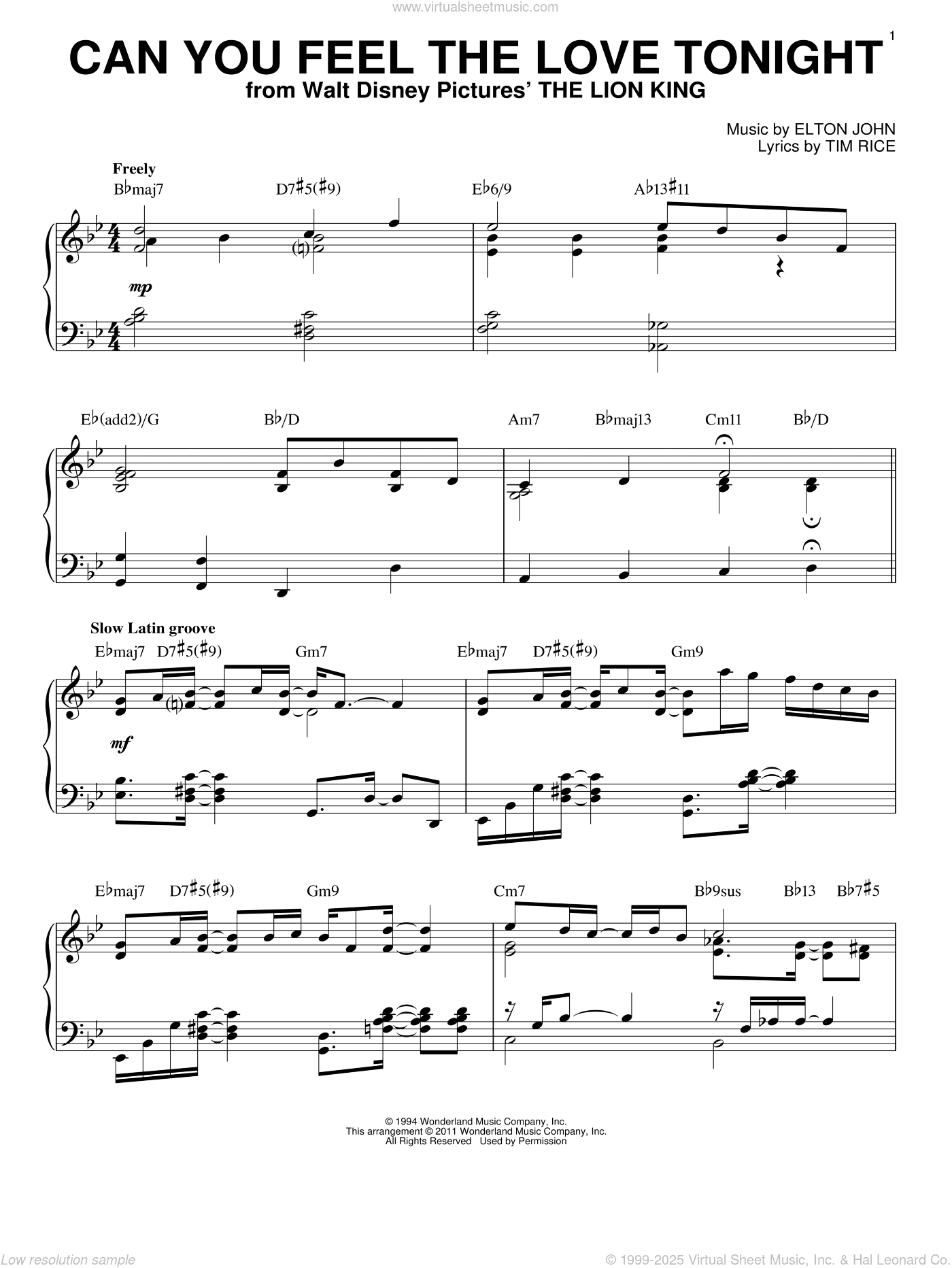 Can You Feel The Love Tonight [Jazz version] (from The Lion King) (arr. Brent Edstrom)