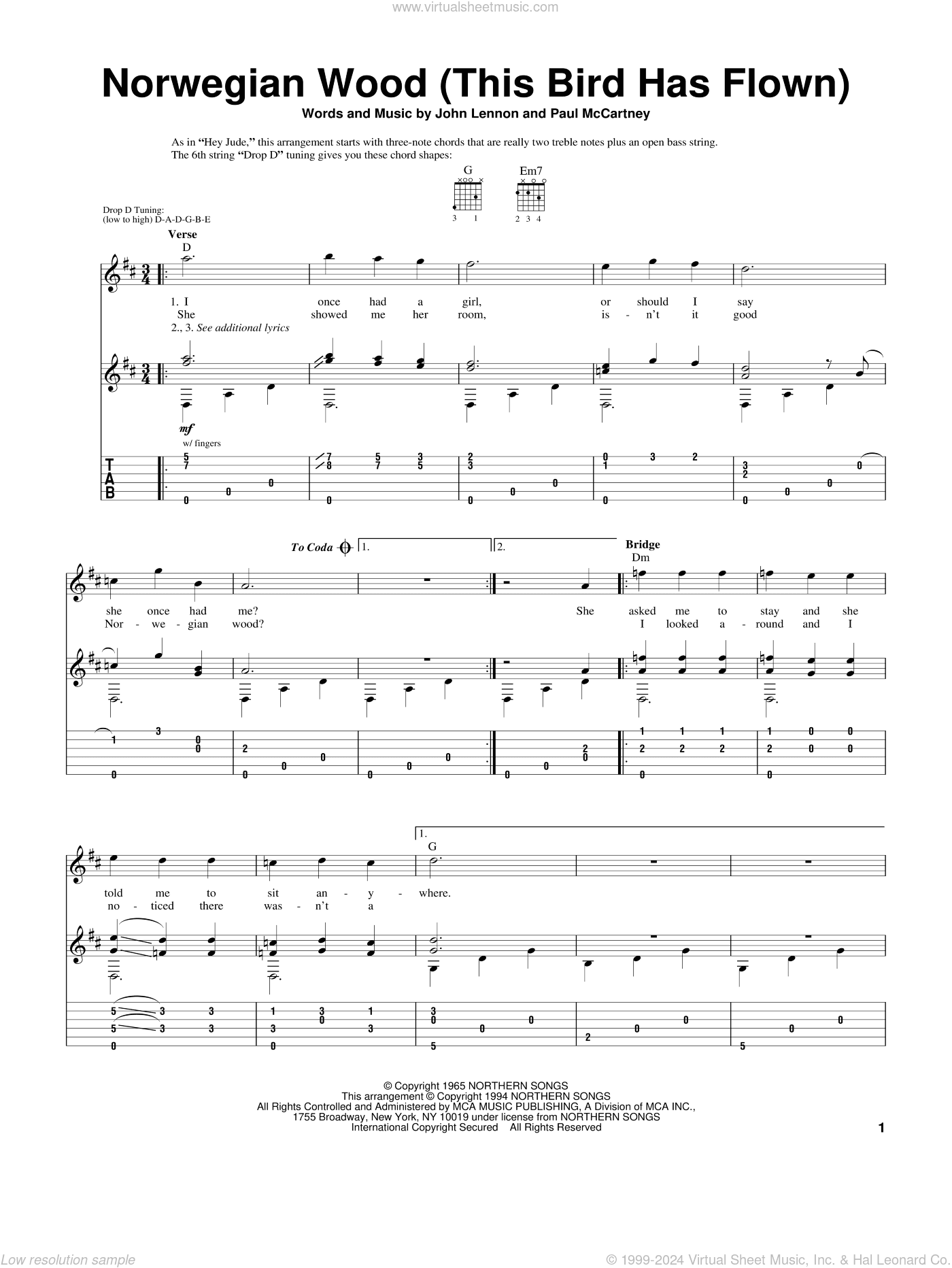 Norwegian Wood (This Bird Has Flown), (intermediate)