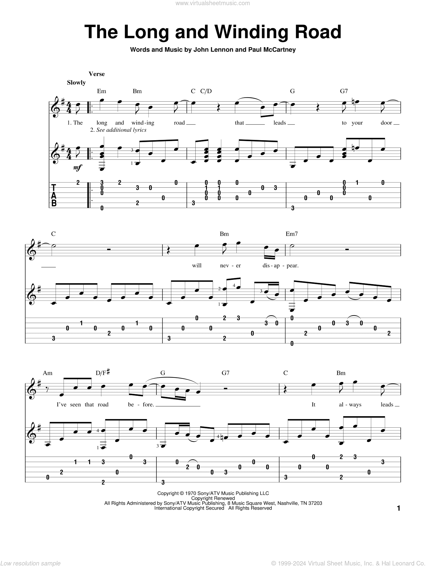 The Long And Winding Road, (intermediate)