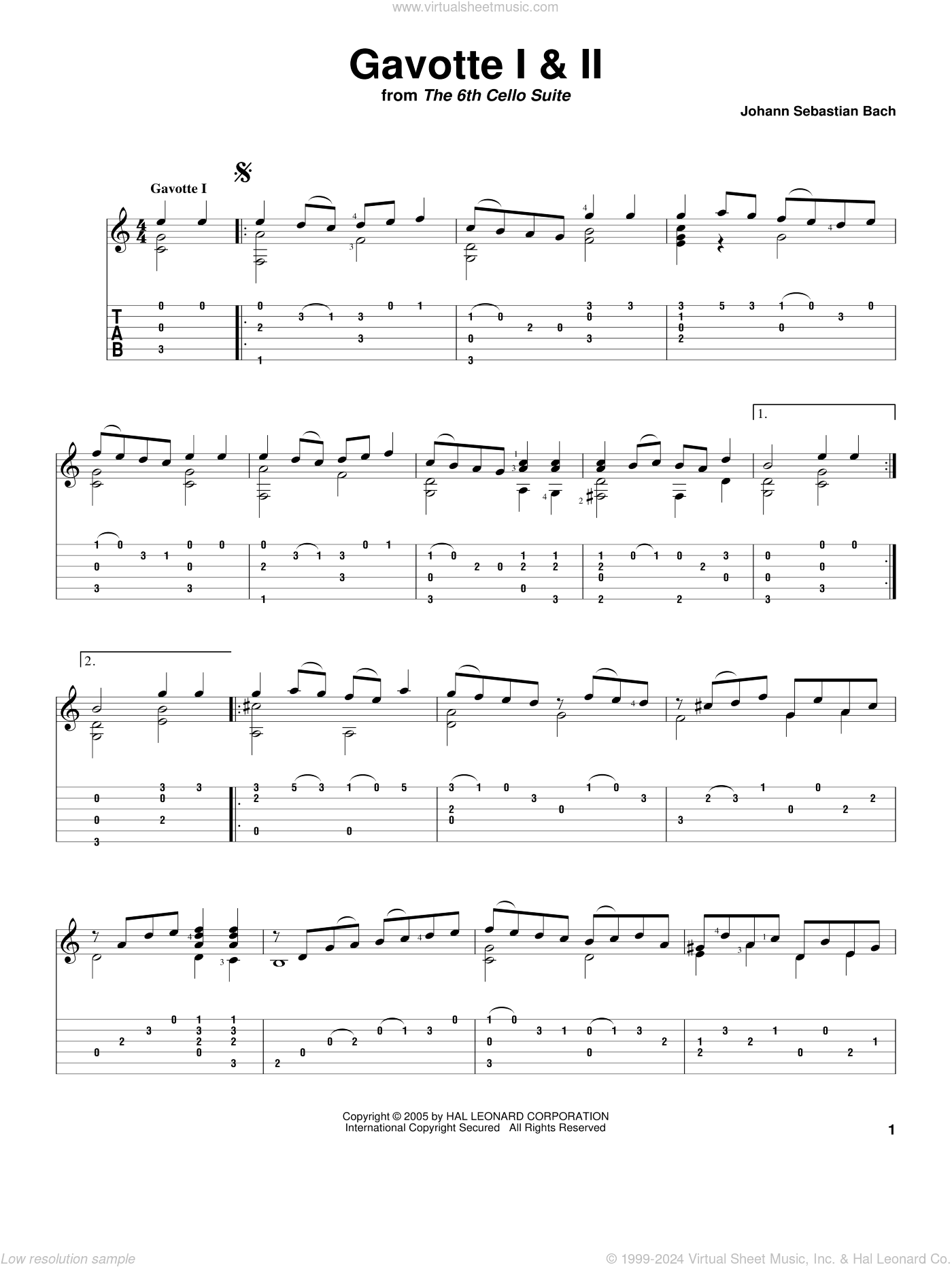 Gavotte I and II (from the 6th Cello Suite)