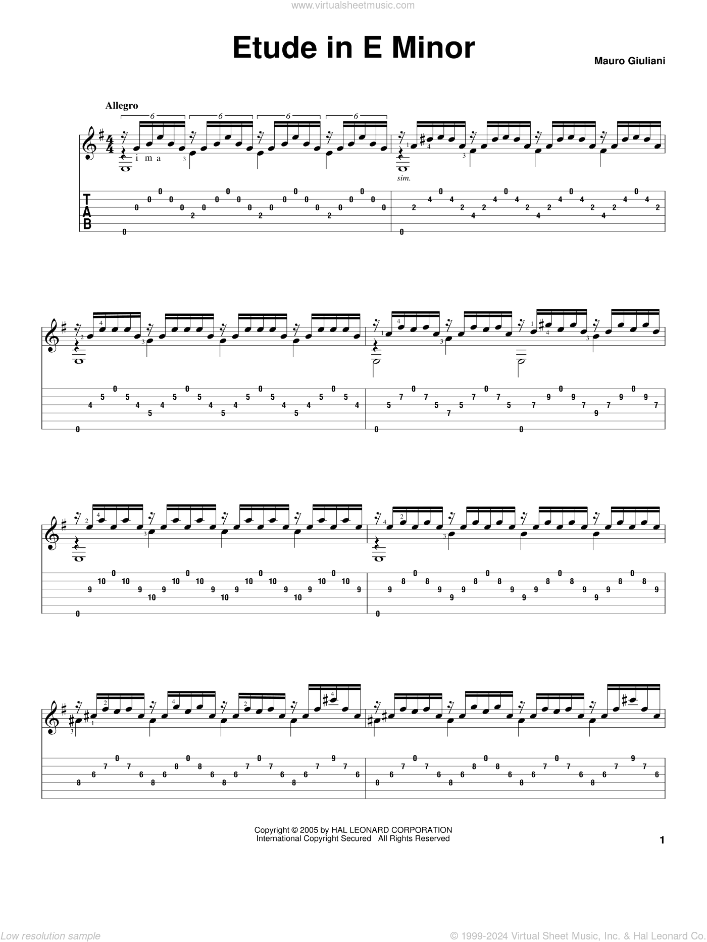 Etude In E Minor