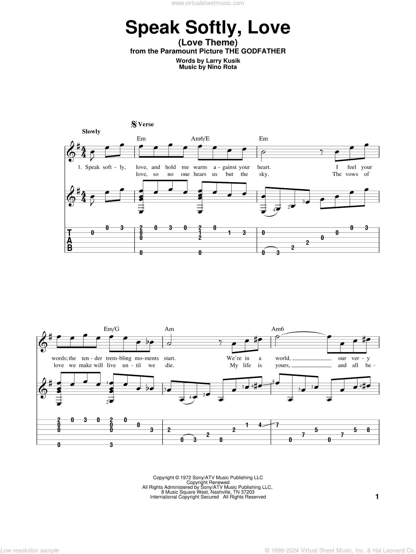 Speak Softly, Love (Love Theme)