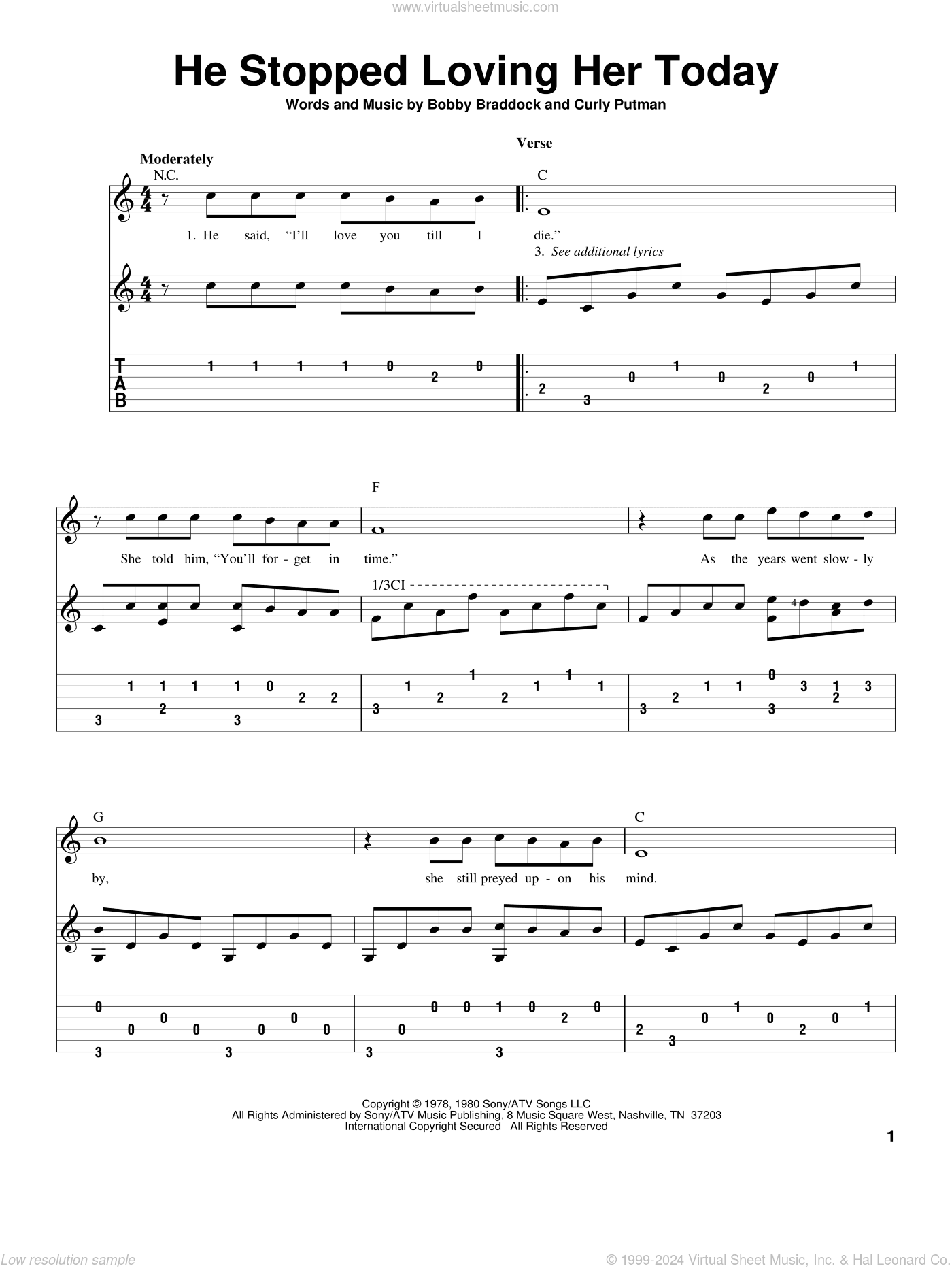 He Stopped Loving Her Today, (intermediate)