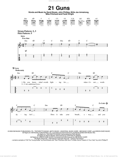 21 Guns, (easy)