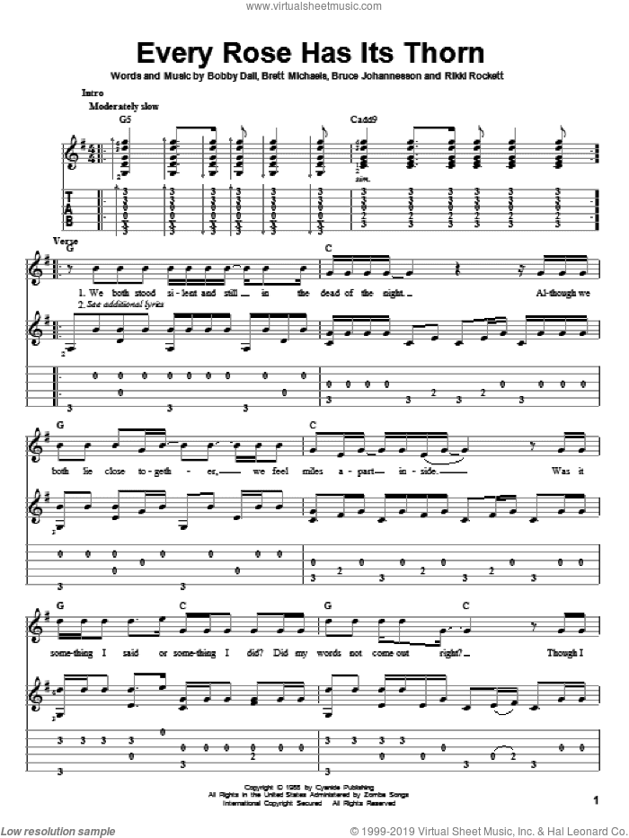 Every Rose Has Its Thorn, (intermediate)