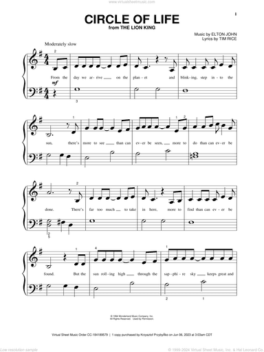 Circle Of Life (from The Lion King), (beginner) (from The Lion King)
