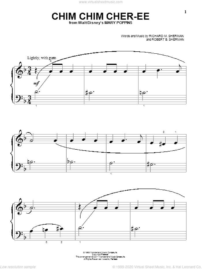 Chim Chim Cher-ee (from Mary Poppins), (beginner)