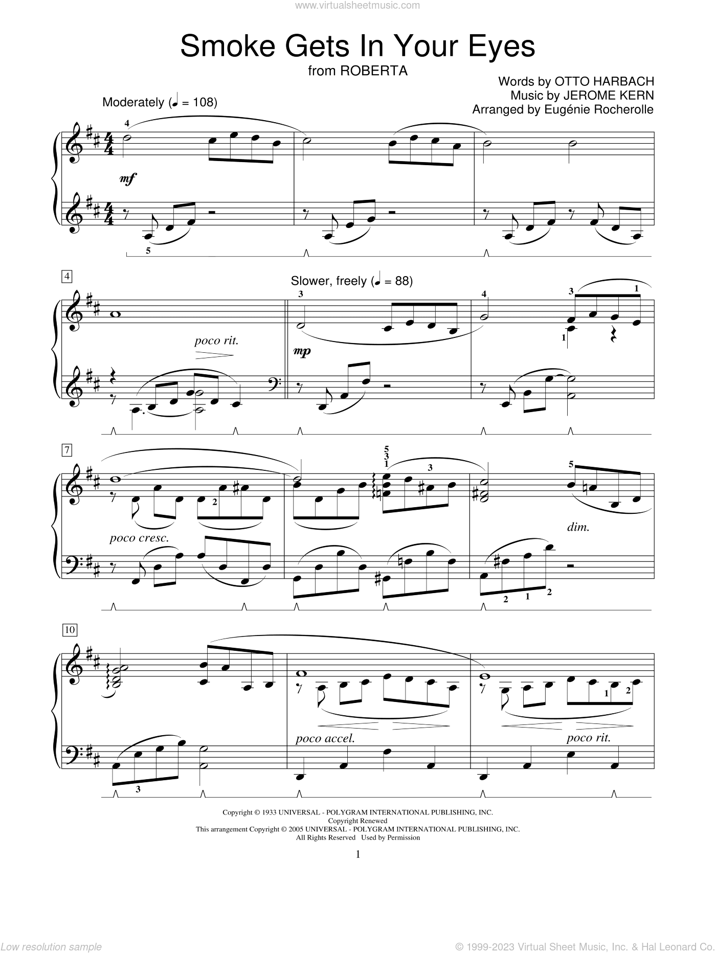 Smoke Gets In Your Eyes (from Roberta) (arr. Eugenie Rocherolle)