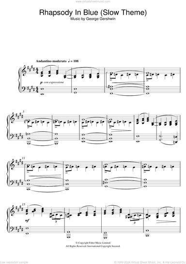 Rhapsody In Blue (Slow Theme), (intermediate) (Slow Theme)