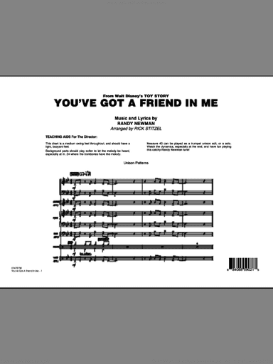 You've Got A Friend In Me (Wheezy's Version) (from Toy Story 2) (arr. Rick Stitzel)