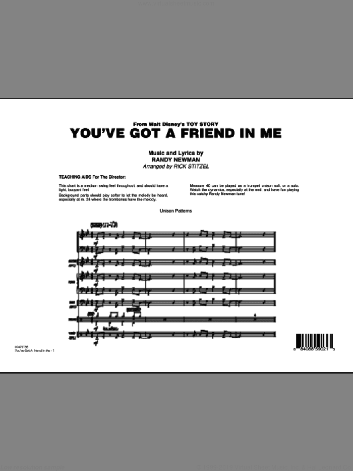 You've Got A Friend In Me (Wheezy's Version) (from Toy Story 2) (arr. Rick Stitzel)