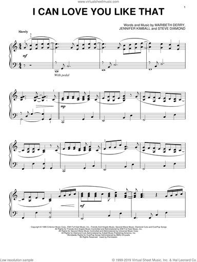 I Can Love You Like That, (intermediate)