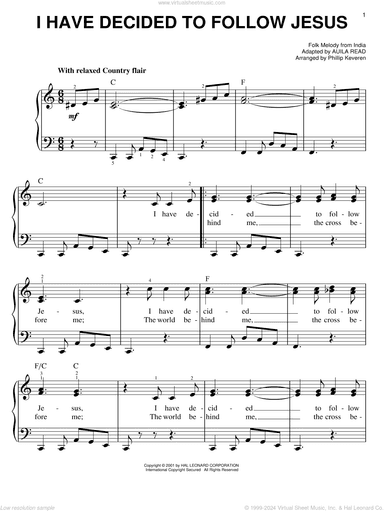 I Have Decided To Follow Jesus (arr. Phillip Keveren)