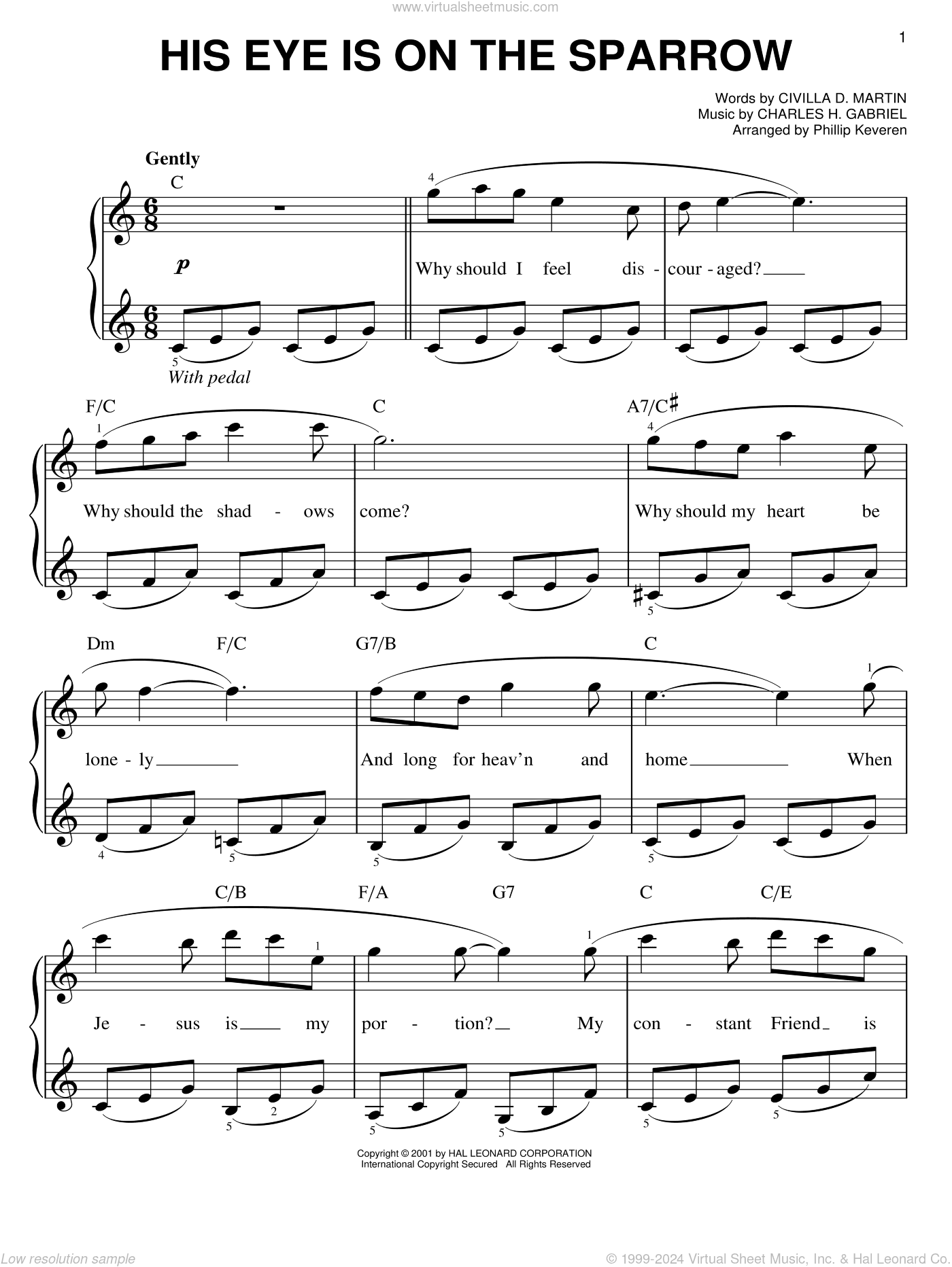 His Eye Is On The Sparrow (arr. Phillip Keveren)