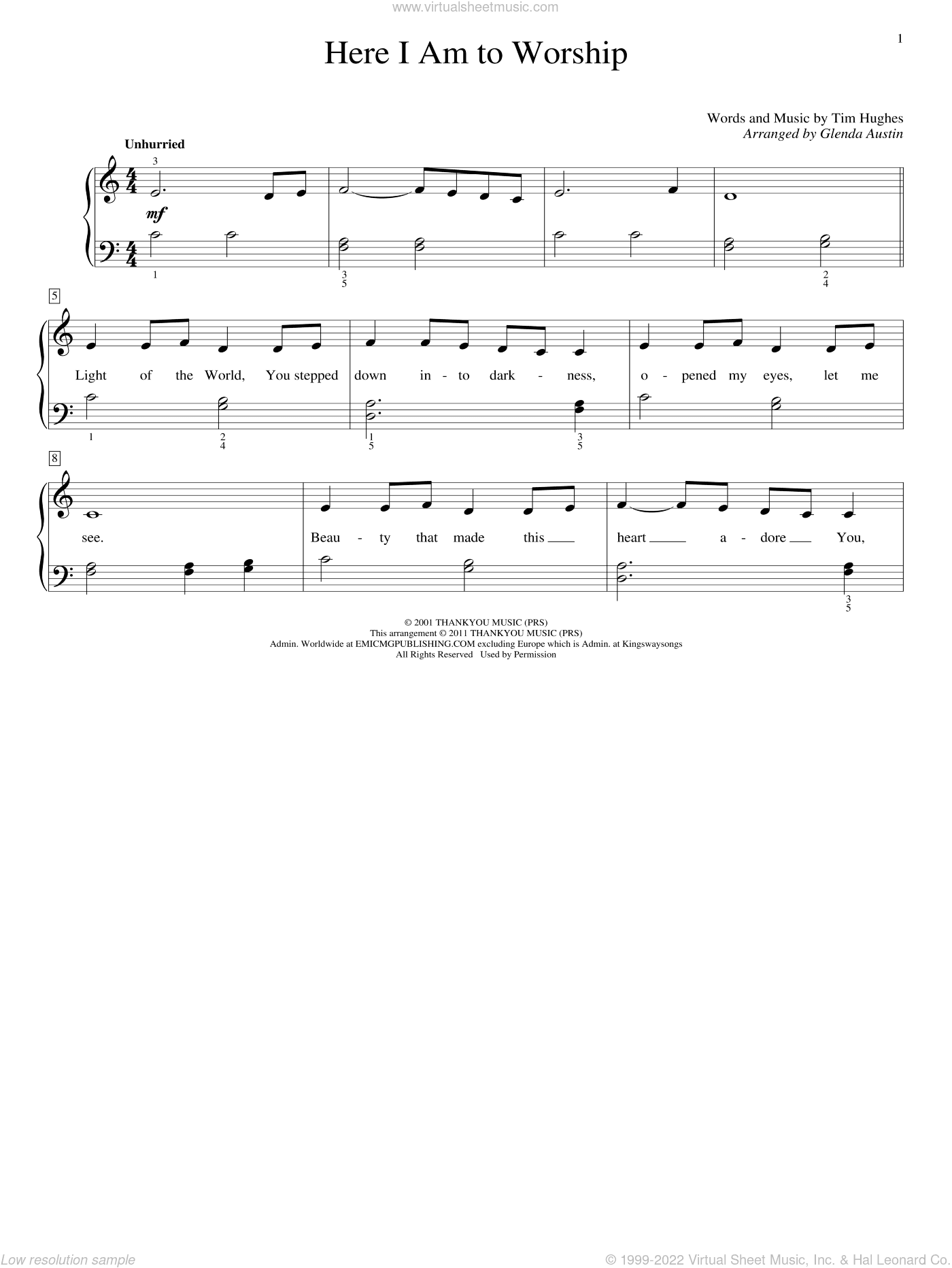 Here I Am To Worship (arr. Glenda Austin)