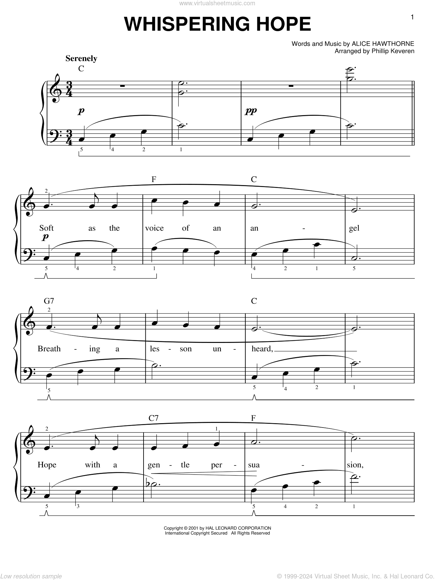 Whispering Hope (arr. Phillip Keveren)