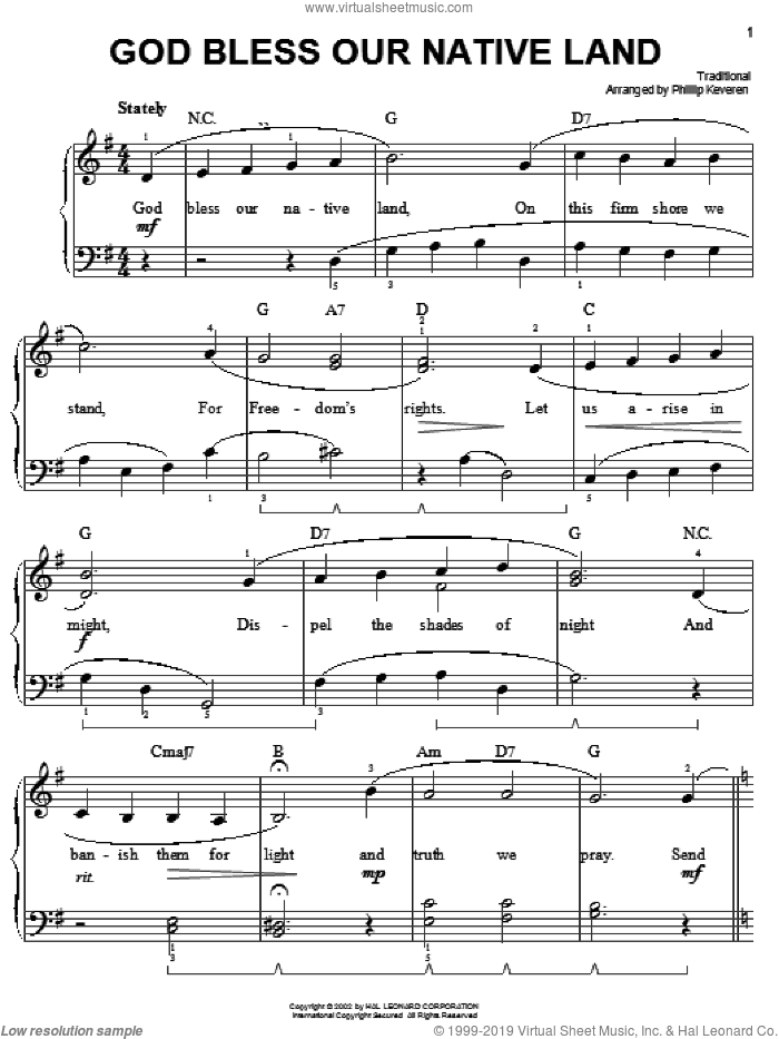 God Bless Our Native Land (arr. Phillip Keveren)