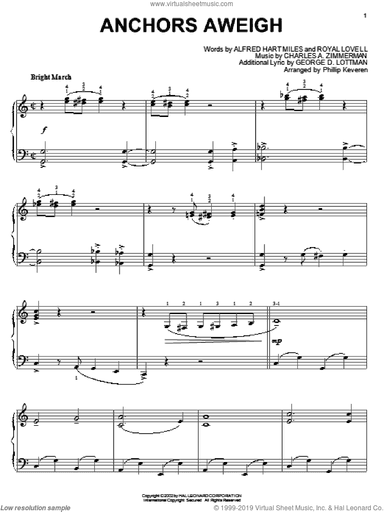 Anchors Aweigh (arr. Phillip Keveren), (intermediate)