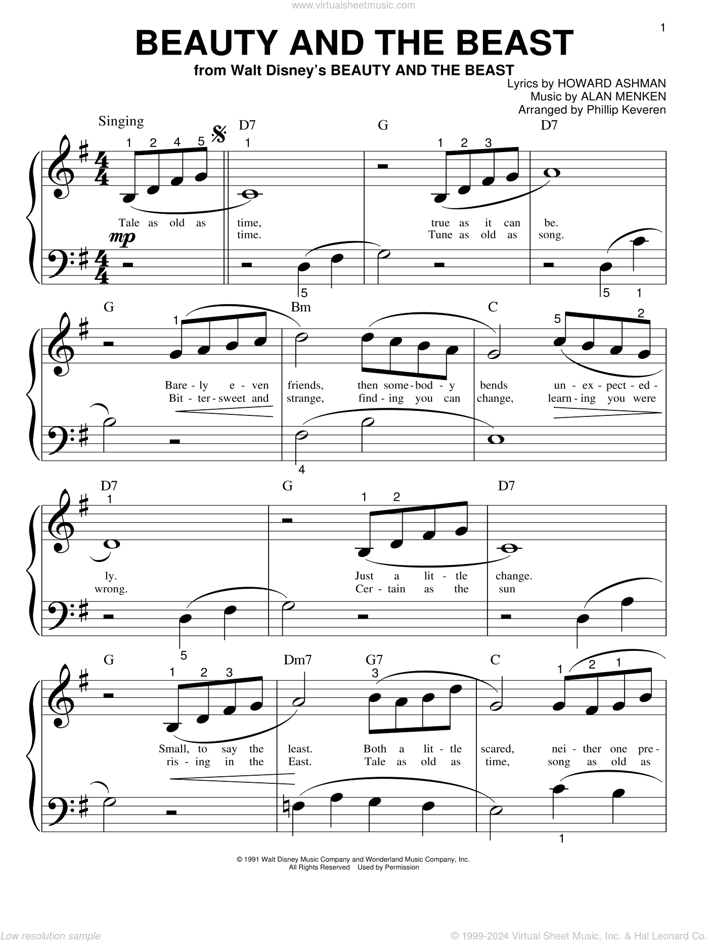 Beauty And The Beast (arr. Phillip Keveren)