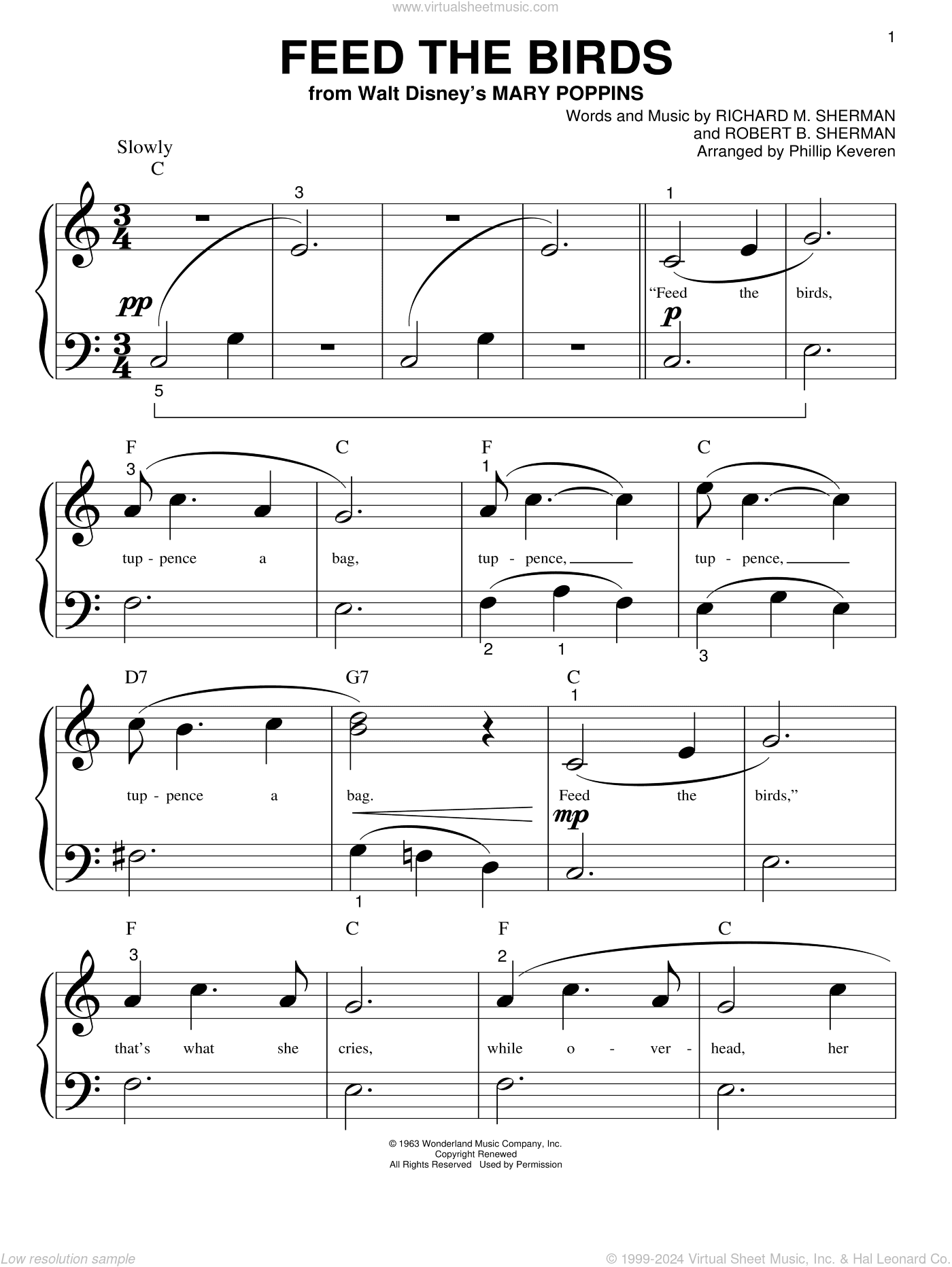 Feed The Birds (Tuppence A Bag) (from Mary Poppins) (arr. Phillip Keveren)
