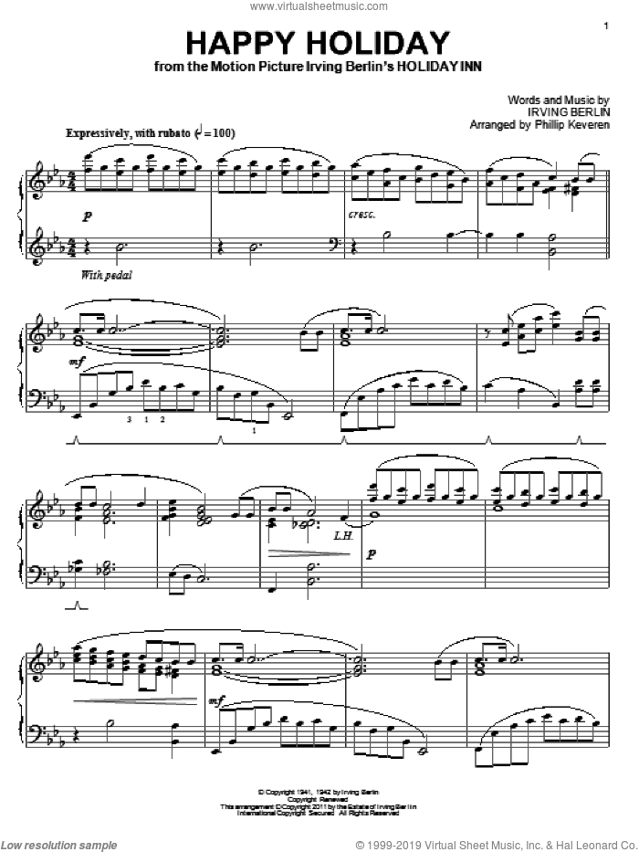 Happy Holiday (arr. Phillip Keveren), (intermediate)