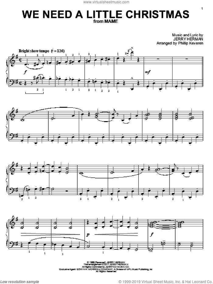 We Need A Little Christmas (arr. Phillip Keveren)