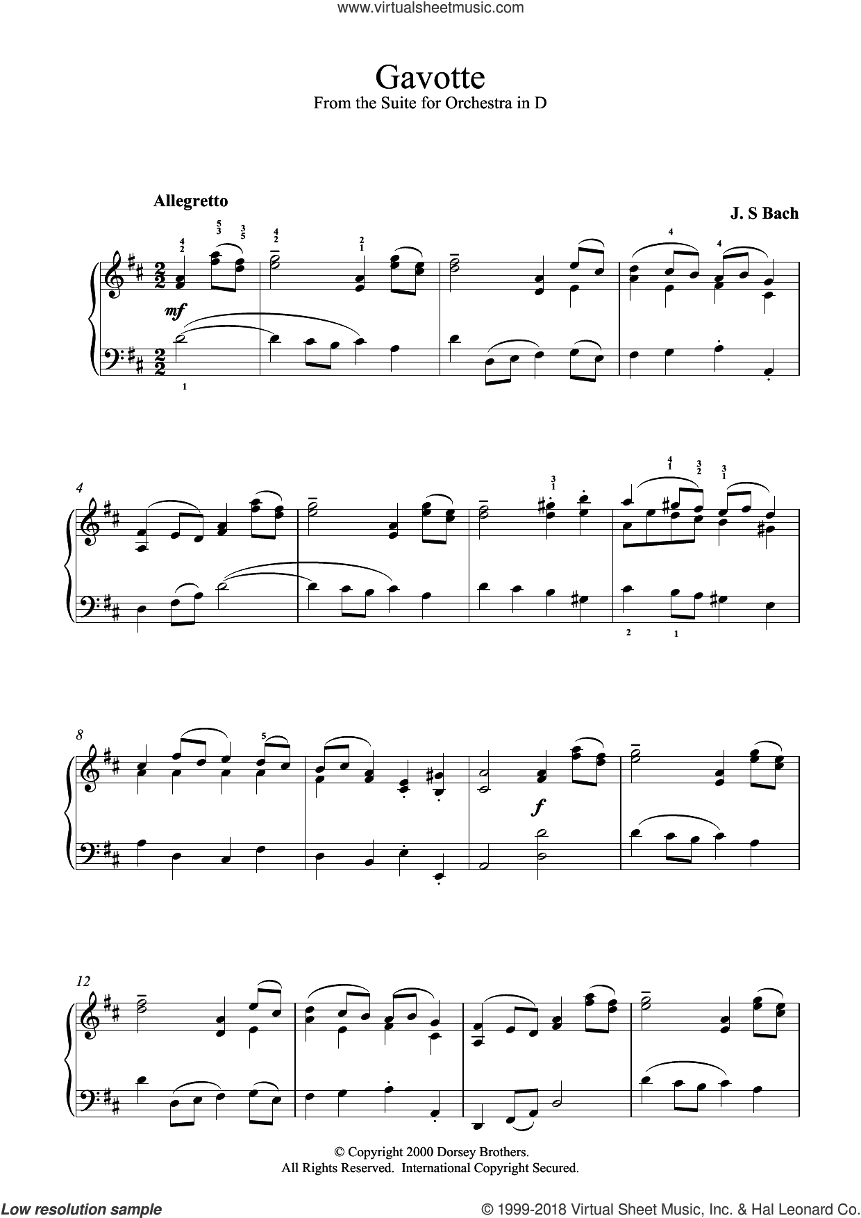Gavotte (from the Suite for Orchestra in D)