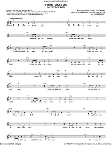 If I Said I Loved You (from The Pirate Queen)