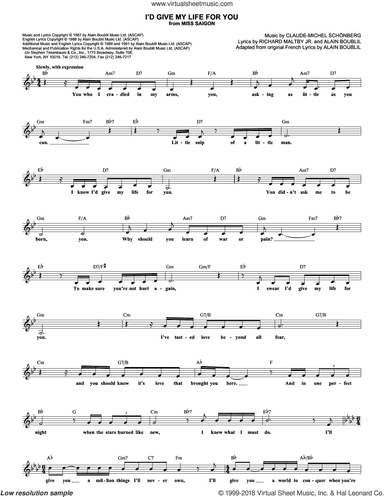 I'd Give My Life For You (from Miss Saigon)