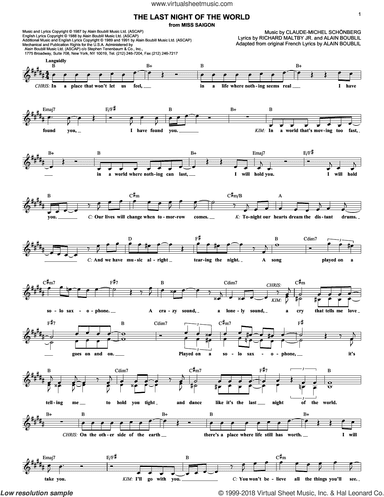 The Last Night Of The World (from Miss Saigon)
