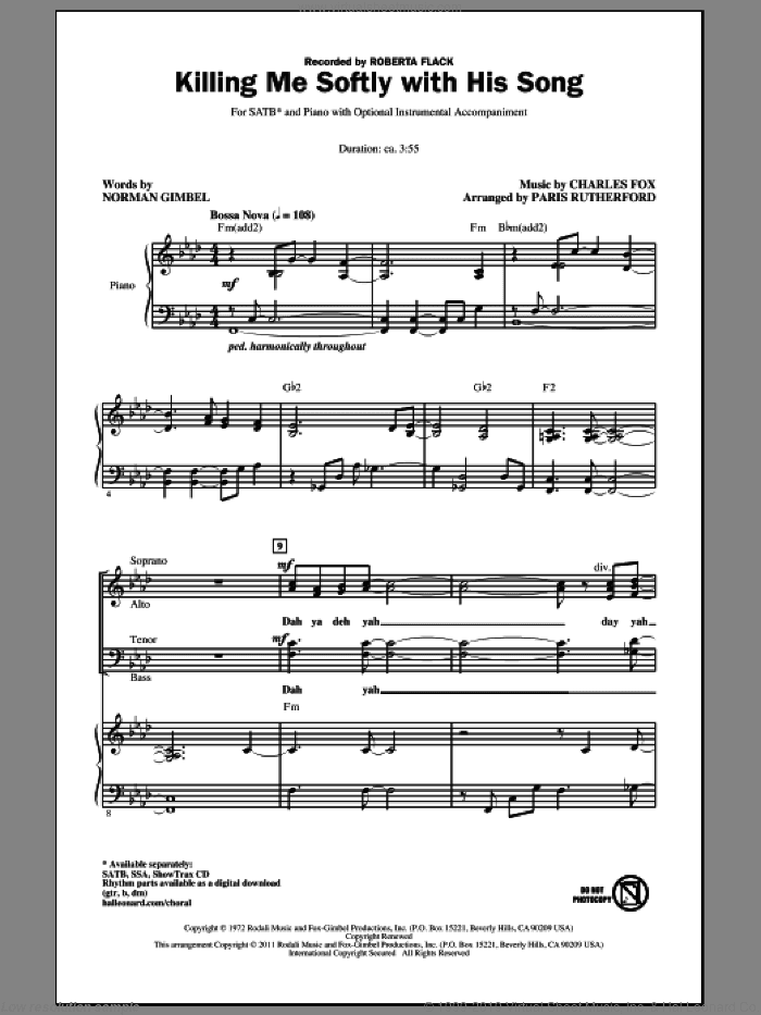 Killing Me Softly With His Song (arr. Paris Rutherford)