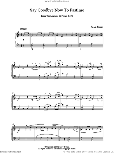 Say Goodbye Now To Pastime From The Marriage Of Figaro K492