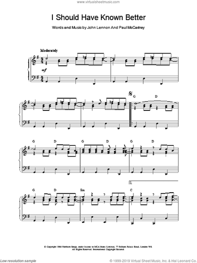 I Should Have Known Better, (intermediate)