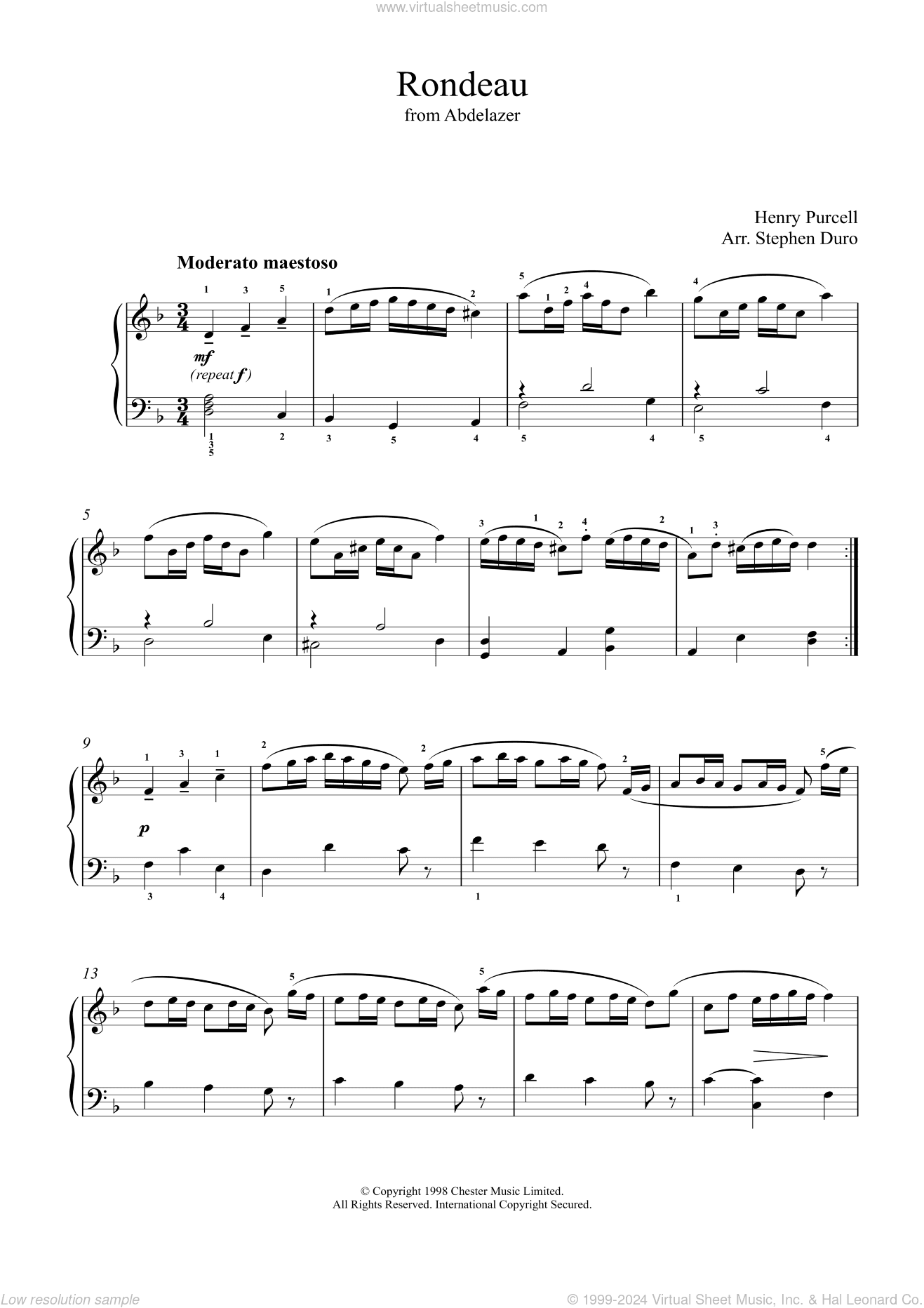 Rondeau in D Minor (from Abdelazer), (intermediate)